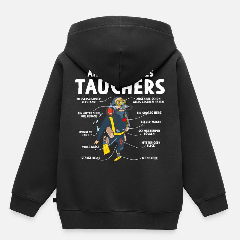 Anatomie eines Tauchers - Kinder Premium Organic Hoodie - Schwarz