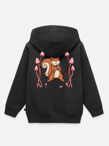 Eichhörnchen Waldtiere Hängematte. - Kinder Premium Organic Hoodie - Schwarz