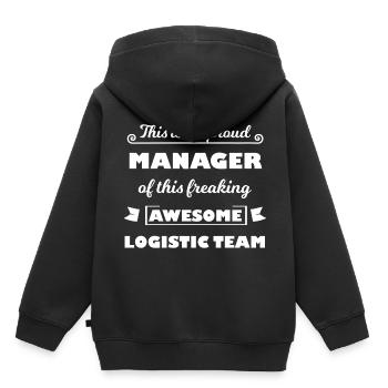 Der lustige Logistik Manager - Kinder Premium Organic Hoodie - Schwarz - Hinten - AI Model Kid Male (0cm)