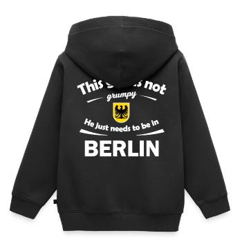 Ville natale de Berlin en Allemagne - Sweat Premium à capuche enfant bio - noir - Dos - AI Model Kid Male (0cm)