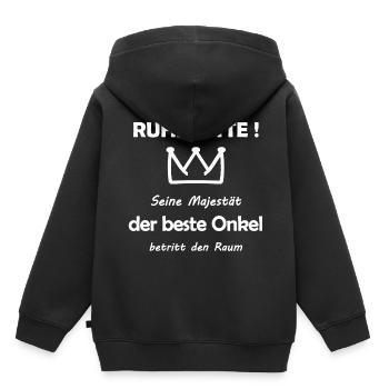 Sa Majesté l’oncle - Sweat Premium à capuche enfant bio - noir - Dos - AI Model Kid Male (0cm)