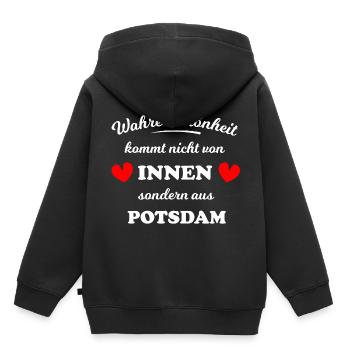 Belle Potsdam - Sweat Premium à capuche enfant bio - noir - Dos - AI Model Kid Male (0cm)