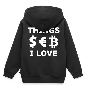 Dollar, Euro et Bitcoin - Sweat Premium à capuche enfant bio - noir - Dos - AI Model Kid Male (0cm)