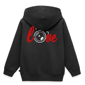 Ich liebe Fotografie Fotograf Kamera Foto Objektiv - Kinder Premium Organic Hoodie - Schwarz - Hinten - AI Model Kid Male (0cm)