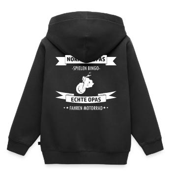 Motorrad Opa Biker Großvater Lustiger Spruch - Kinder Premium Organic Hoodie - Schwarz - Hinten - AI Model Kid Male (0cm)