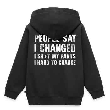 Les gens disent que j’ai changé, j’ai dû changer sarcastique - Sweat Premium à capuche enfant bio - noir - Dos - AI Model Kid Male (0cm)