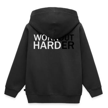 Work hard - Sweat Premium à capuche enfant bio - noir - Dos - AI Model Kid Male (0cm)
