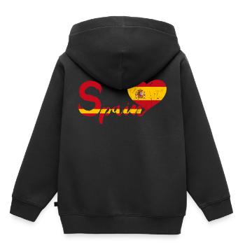 L'Espagne avec le coeur - Sweat Premium à capuche enfant bio - noir - Dos - AI Model Kid Male (0cm)