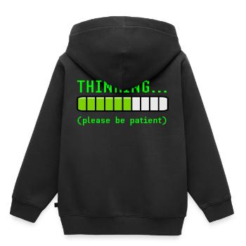Denken bitte geduldig sein Lustiger Laden-Aussenseiter - Kinder Premium Organic Hoodie - Schwarz - Hinten - AI Model Kid Male (0cm)