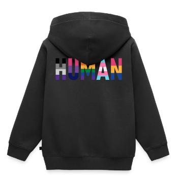 Drapeaux humains - Sweat Premium à capuche enfant bio - noir - Dos - AI Model Kid Male (0cm)
