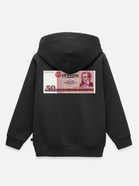 50 Markschein der DDR - Kinder Premium Organic Hoodie - Schwarz