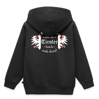 Tirol - Kinder Premium Organic Hoodie - Schwarz - Hinten - AI Model Kid Male (0cm)