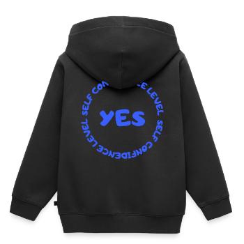Self confidence level YES blue - Kids Premium Organic Hoodie - black - Back - AI Model Kid Male (0cm)