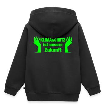 Klimaschutz - Kinder Premium Organic Hoodie - Schwarz - Hinten - AI Model Kid Male (0cm)