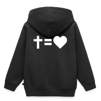 La croix égale l'amour - Sweat Premium à capuche enfant bio - noir - Dos - AI Model Kid Male (0cm)