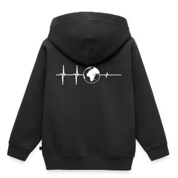 Earth cardiac arrest, climate protection, climate change - Kids Premium Organic Hoodie - black - Back - AI Model Kid Male (0cm)