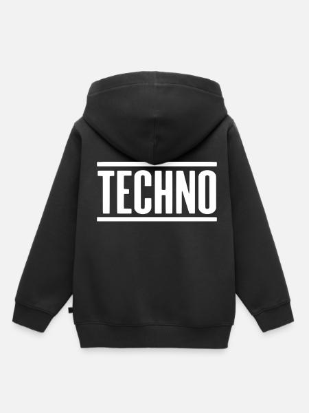 TECHNO - Kinder Premium Organic Hoodie - Schwarz