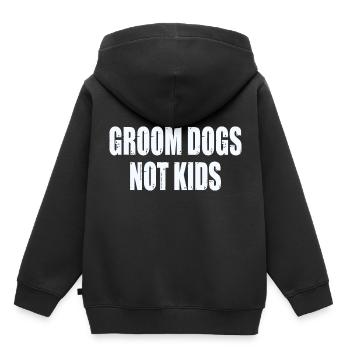 Groom Chiens Pas Enfants - Sweat Premium à capuche enfant bio - noir - Dos - AI Model Kid Male (0cm)