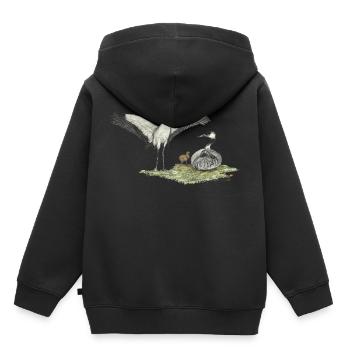 Famille de grues avec poussins - Sweat Premium à capuche enfant bio - noir - Dos - AI Model Kid Male (0cm)