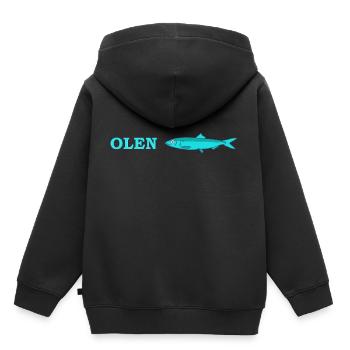 Je suis hareng. - Sweat Premium à capuche enfant bio - noir - Dos - AI Model Kid Male (0cm)