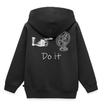 Doigt et éventail - Sweat Premium à capuche enfant bio - noir - Dos - AI Model Kid Male (0cm)