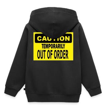 Lustiges Plakat: Vorübergehend außer Betrieb - Kinder Premium Organic Hoodie - Schwarz - Hinten - AI Model Kid Male (0cm)
