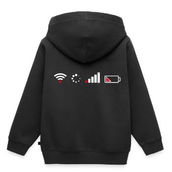 Wi-Fi - Internet - Batterie - Sweat Premium à capuche enfant bio - noir - Dos - AI Model Kid Male (0cm)