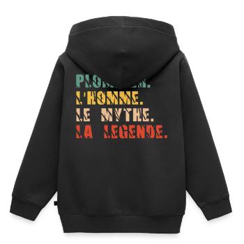 Plombier l'homme le mythe la légende - Sweat Premium à capuche enfant bio - noir - Dos - AI Model Kid Male (0cm)