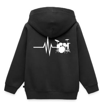 Mon cœur bat pour les percussions - Instrument - Sweat Premium à capuche enfant bio - noir - Dos - AI Model Kid Male (0cm)