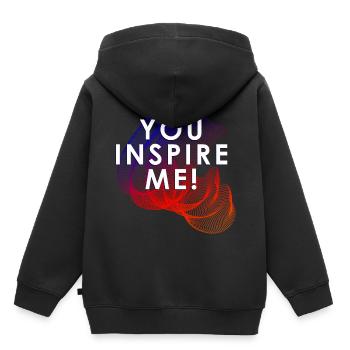 you inspire me - Sweat Premium à capuche enfant bio - noir - Dos - AI Model Kid Male (0cm)