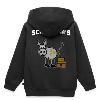 Reichtum Geld - Esel kackt Gold - Schön wär's - Kinder Premium Organic Hoodie - Schwarz - Hinten - AI Model Kid Male (0cm)