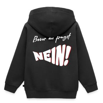 Avant de demander NON - Sweat Premium à capuche enfant bio - noir - Dos - AI Model Kid Male (0cm)