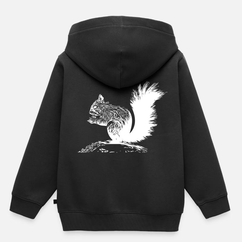 Drolliges Eichhörnchen mit einer Nuss - Kinder Premium Organic Hoodie - Schwarz