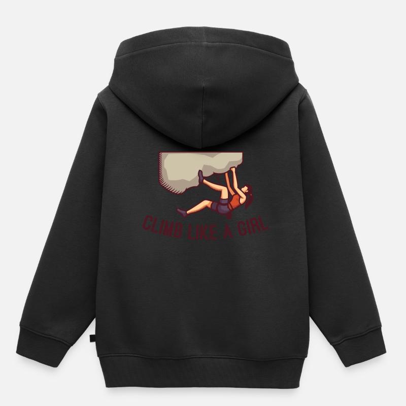 Klettere wie ein Mädchen - Kinder Premium Organic Hoodie - Schwarz