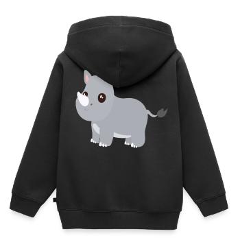 rhinocéros - Sweat Premium à capuche enfant bio - noir - Dos - AI Model Kid Male (0cm)