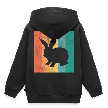 Rabbit Retro Rabbit Easter Gift - Kids Premium Organic Hoodie - black - Back - AI Model Kid Male (0cm)