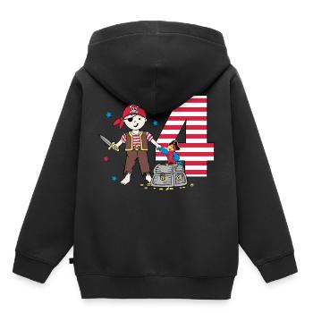 4. Geburtstag Pirat Jungen Geschenkidee - Kinder Premium Organic Hoodie - Schwarz - Hinten - AI Model Kid Male (0cm)