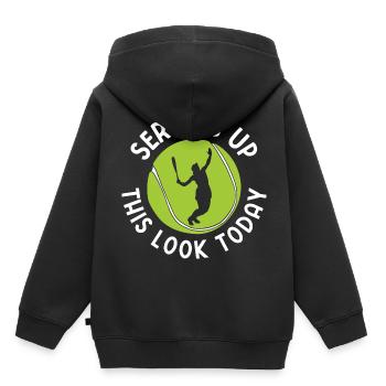 Tennisplatz Spruch Für Tennis - Kinder Premium Organic Hoodie - Schwarz - Hinten - AI Model Kid Male (0cm)