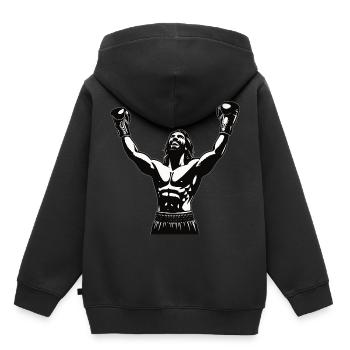 Boxer mit Siegerpose - cooles Boxing Design - Kinder Premium Organic Hoodie - Schwarz - Hinten - AI Model Kid Male (0cm)