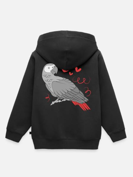 Papagei Grau - Kinder Premium Organic Hoodie - Schwarz