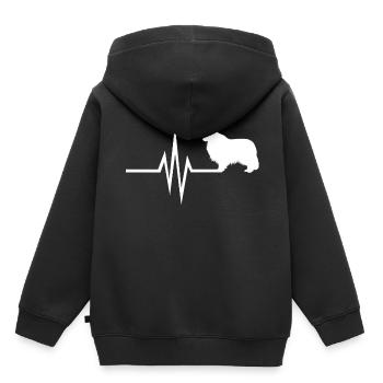 Mon coeur bat pour les chiens Collie Collie - Sweat Premium à capuche enfant bio - noir - Dos - AI Model Kid Male (0cm)