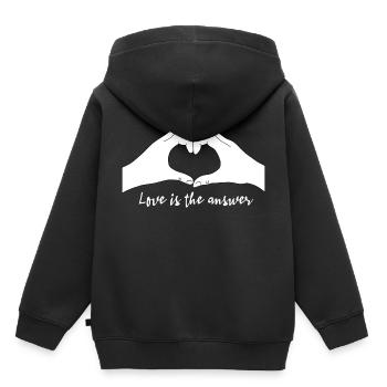 sign language love is the answer Gebärdensprache - Kinder Premium Organic Hoodie - Schwarz - Hinten - AI Model Kid Male (0cm)