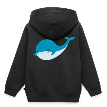 whale - Kids Premium Organic Hoodie - black - Back - AI Model Kid Male (0cm)