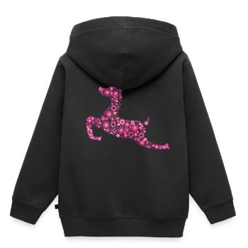 Noël rose Girlie femme fille cadeau - Sweat Premium à capuche enfant bio - noir - Dos - AI Model Kid Male (0cm)