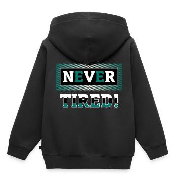 Never tired - Kids Premium Organic Hoodie - black - Back - AI Model Kid Male (0cm)