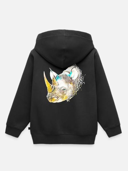 Nashorn - Kinder Premium Organic Hoodie - Schwarz