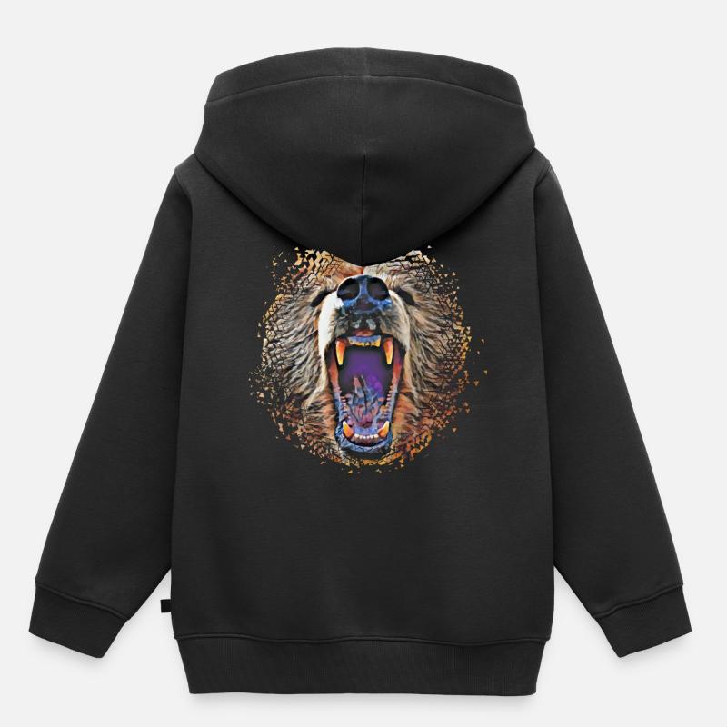 Grizzly - Sweat Premium à capuche enfant bio - noir