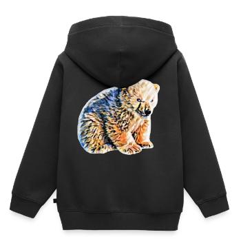 Ours polaire - Sweat Premium à capuche enfant bio - noir - Dos - AI Model Kid Male (0cm)