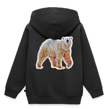Ours polaire - Sweat Premium à capuche enfant bio - noir - Dos - AI Model Kid Male (0cm)