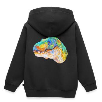T-Rex - Sweat Premium à capuche enfant bio - noir - Dos - AI Model Kid Male (0cm)